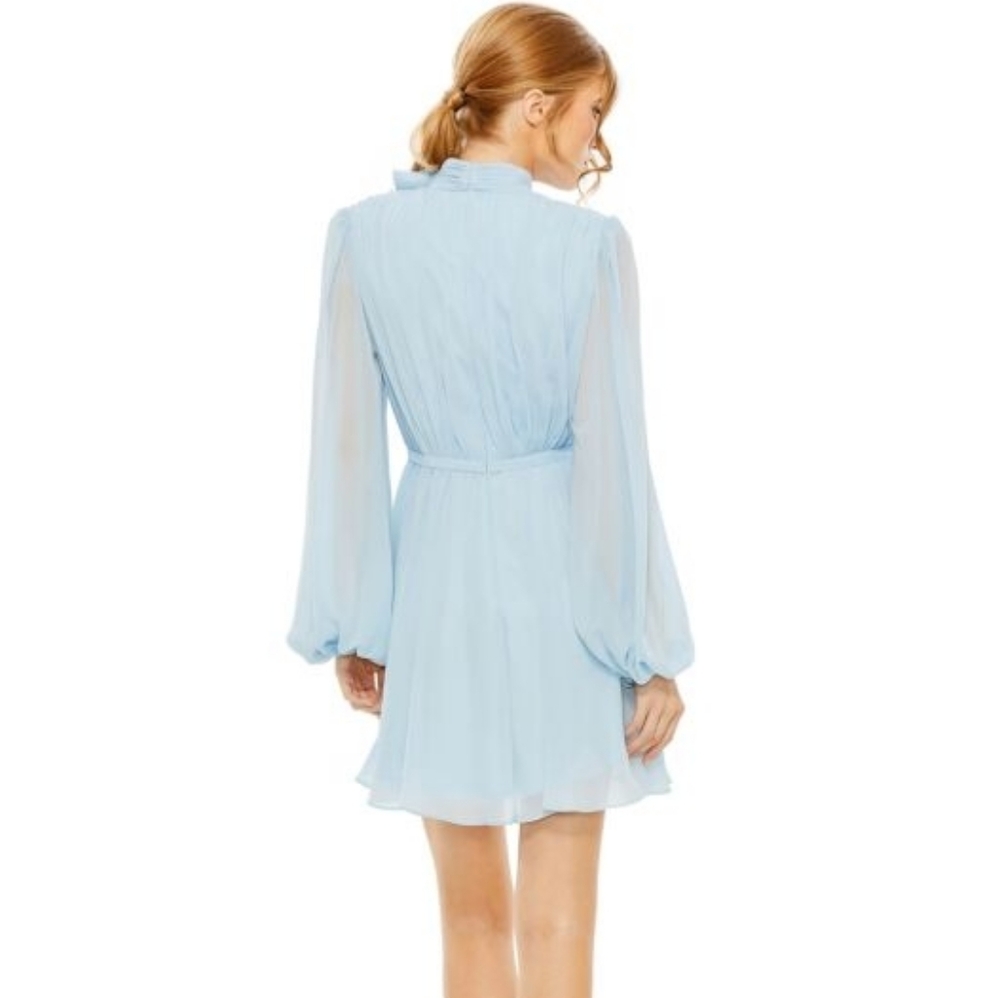 NWT MAC DUGGAL | $348 High Neck Formal Mini Dress - Blue - Picture 4 of 4